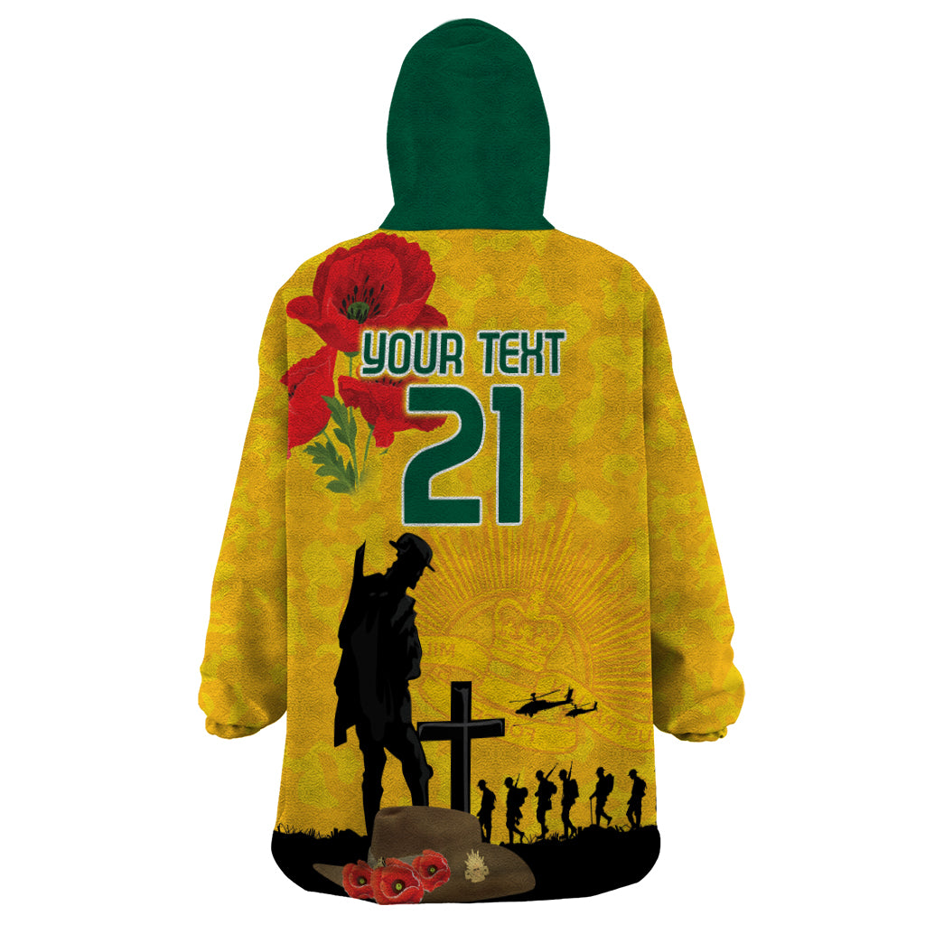 Australia Socceroos Soccer ANZAC Custom Wearable Blanket Hoodie Gallipoli Soldier With Camouflage Art - Vibe Hoodie Shop