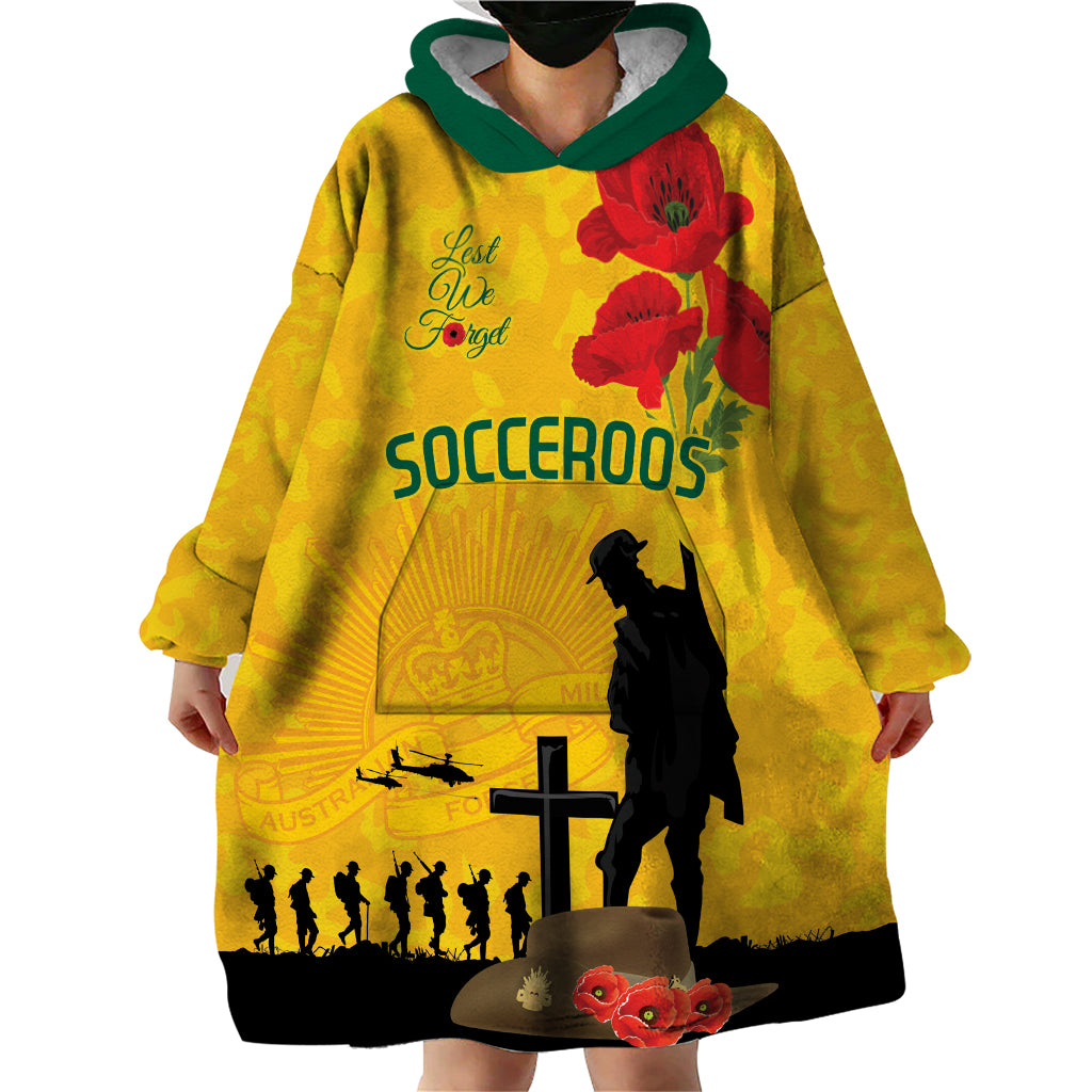 Australia Socceroos Soccer ANZAC Custom Wearable Blanket Hoodie Gallipoli Soldier With Camouflage Art - Vibe Hoodie Shop