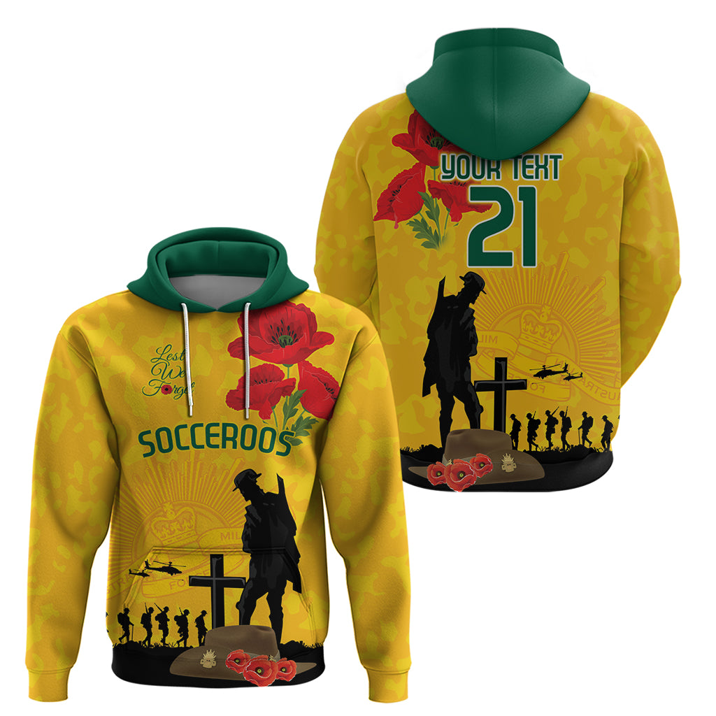 Australia Socceroos Soccer ANZAC Custom Zip Hoodie Gallipoli Soldier With Camouflage Art - Vibe Hoodie Shop