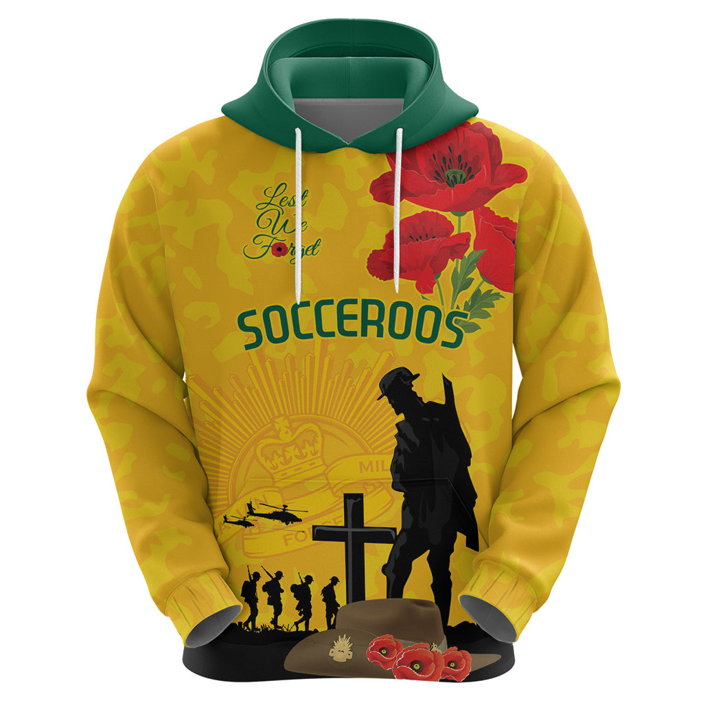 Australia Socceroos Soccer ANZAC Custom Zip Hoodie Gallipoli Soldier With Camouflage Art - Vibe Hoodie Shop