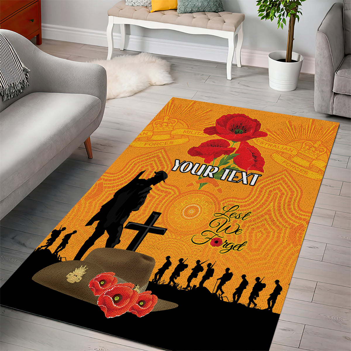 Australia Wallabies Rugby ANZAC Custom Area Rug Gallipoli Soldier With Aboriginal Dots Art - Vibe Hoodie Shop