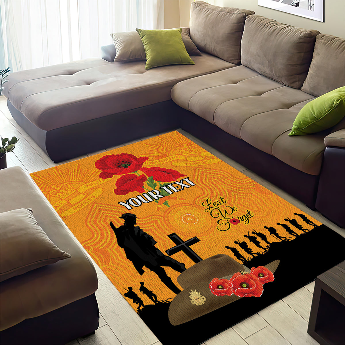 Australia Wallabies Rugby ANZAC Custom Area Rug Gallipoli Soldier With Aboriginal Dots Art - Vibe Hoodie Shop