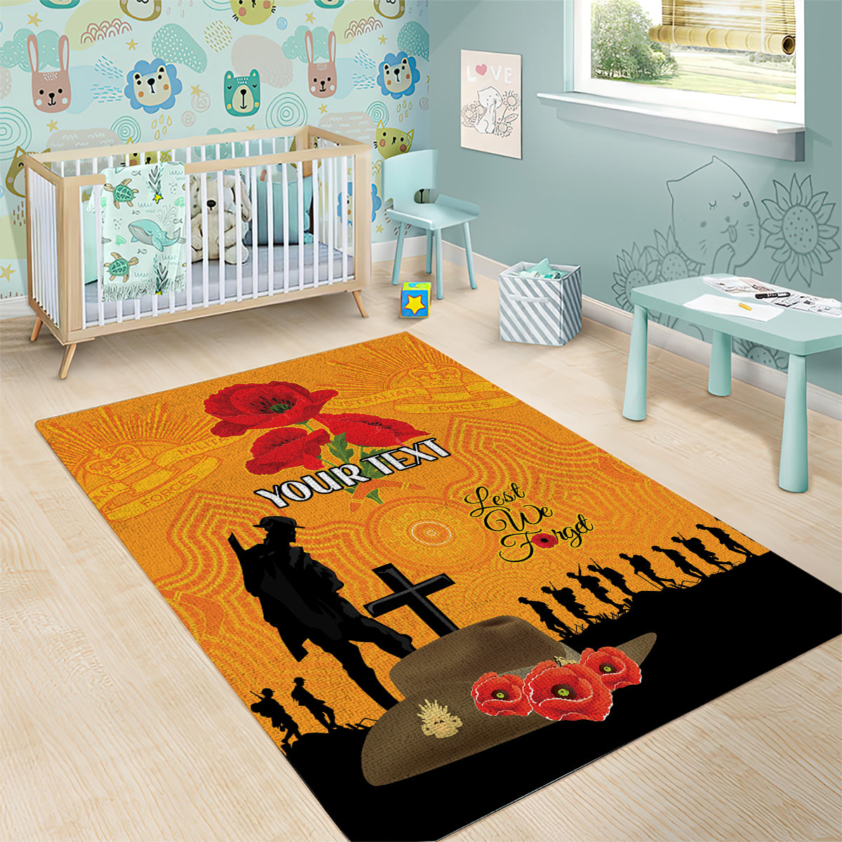 Australia Wallabies Rugby ANZAC Custom Area Rug Gallipoli Soldier With Aboriginal Dots Art - Vibe Hoodie Shop