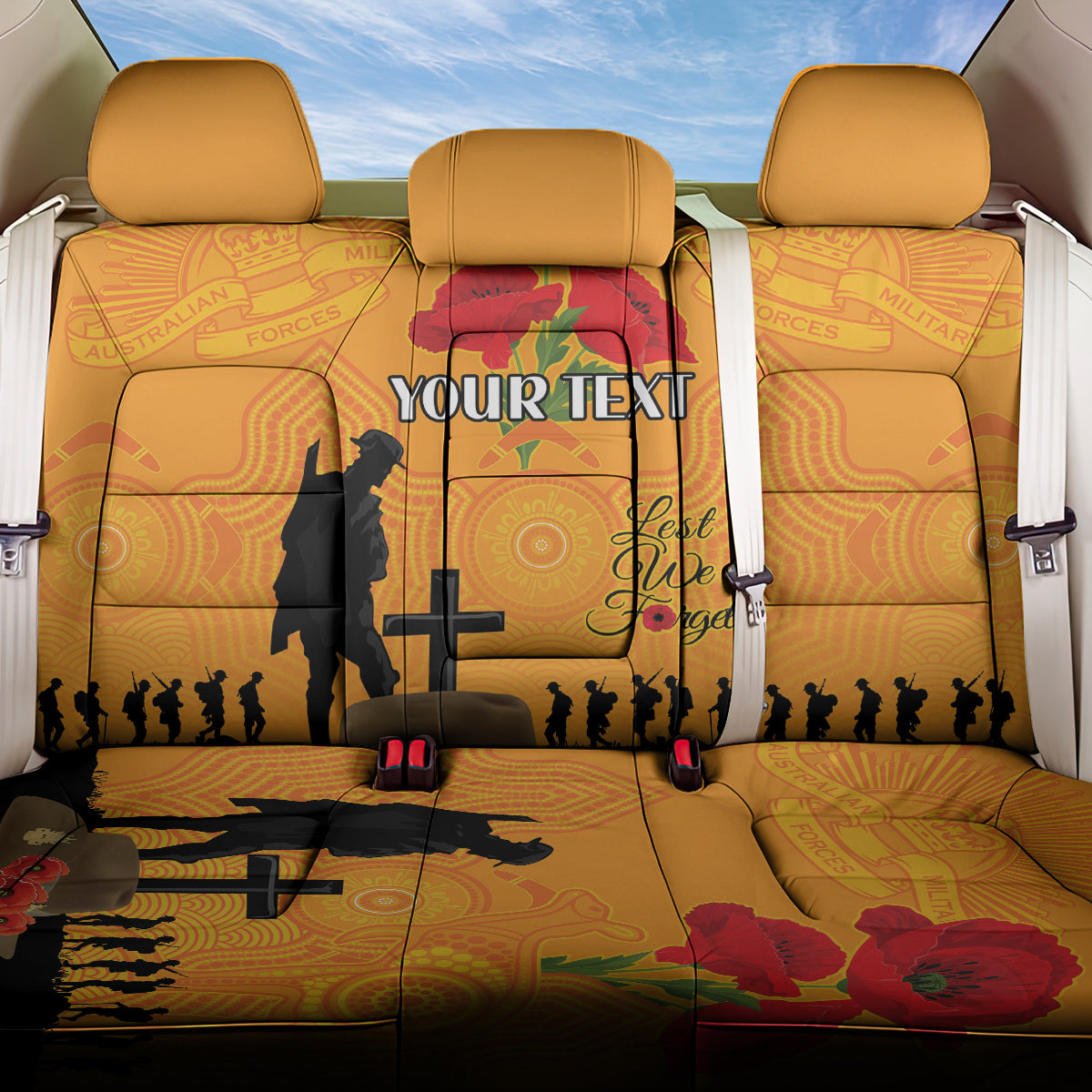 Australia Wallabies Rugby ANZAC Custom Back Car Seat Cover Gallipoli Soldier With Aboriginal Dots Art LT9