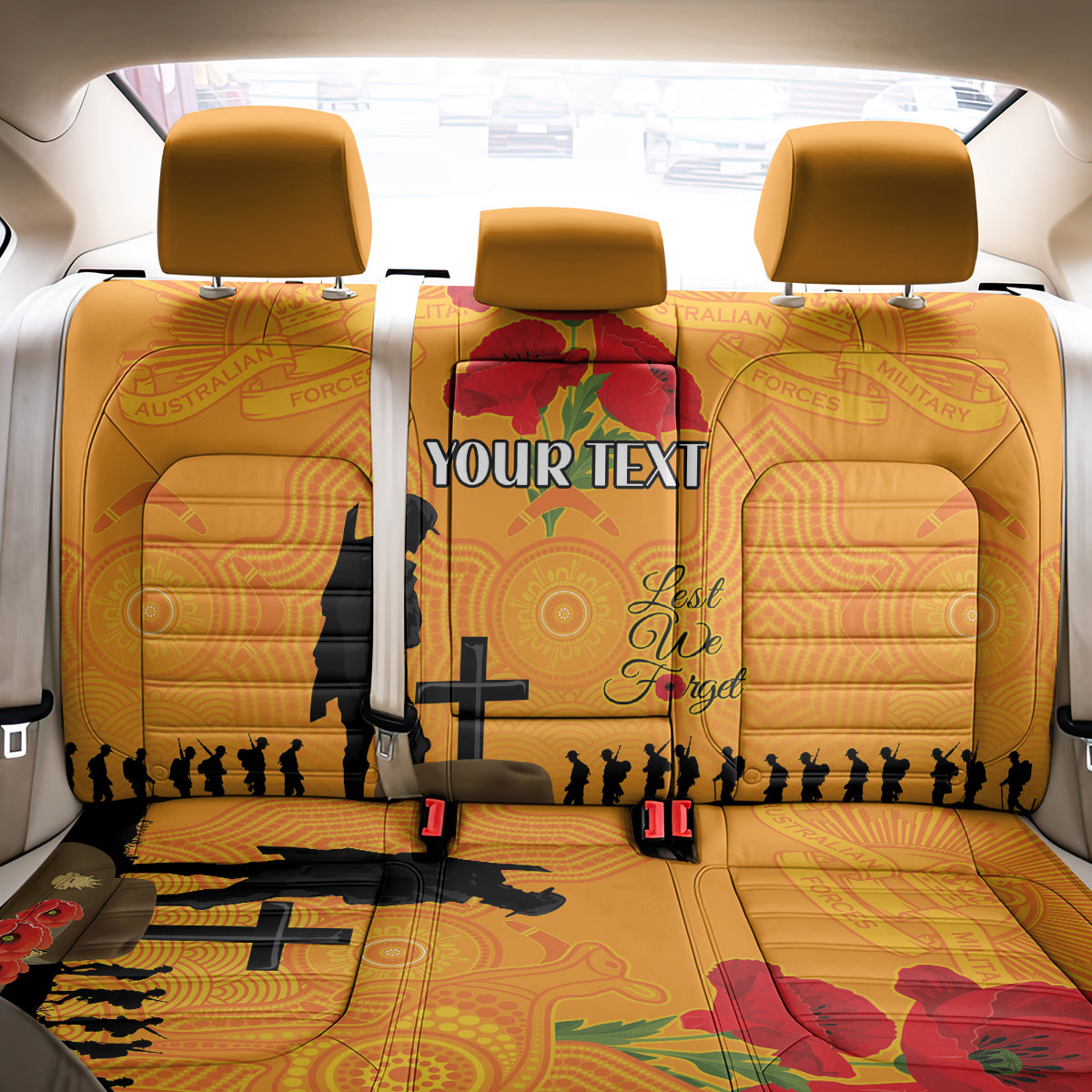 Australia Wallabies Rugby ANZAC Custom Back Car Seat Cover Gallipoli Soldier With Aboriginal Dots Art LT9