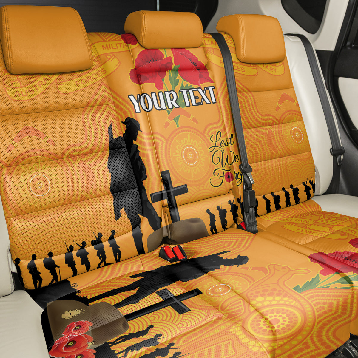Australia Wallabies Rugby ANZAC Custom Back Car Seat Cover Gallipoli Soldier With Aboriginal Dots Art LT9
