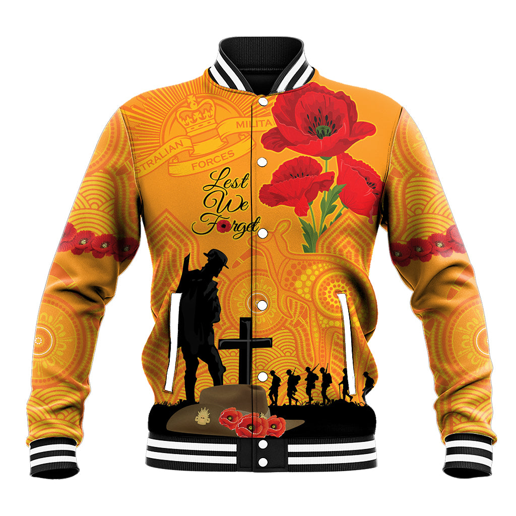 Australia Wallabies Rugby ANZAC Custom Baseball Jacket Gallipoli Soldier With Aboriginal Dots Art - Vibe Hoodie Shop