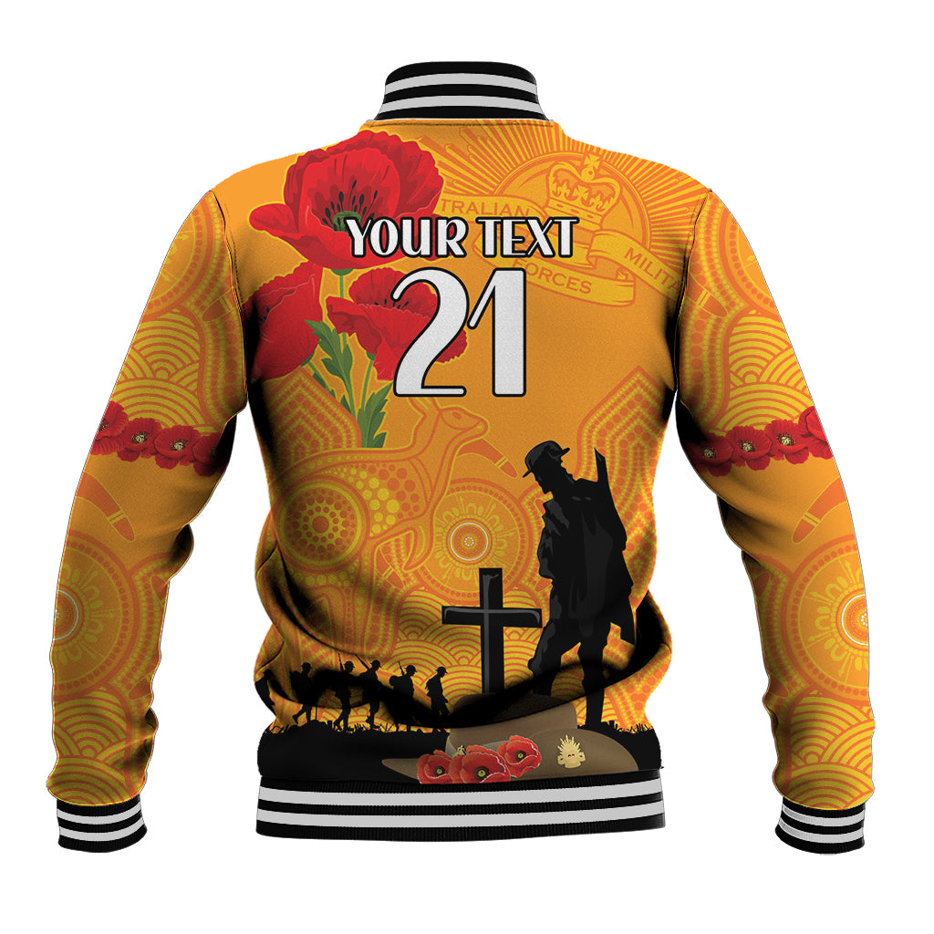 Australia Wallabies Rugby ANZAC Custom Baseball Jacket Gallipoli Soldier With Aboriginal Dots Art - Vibe Hoodie Shop