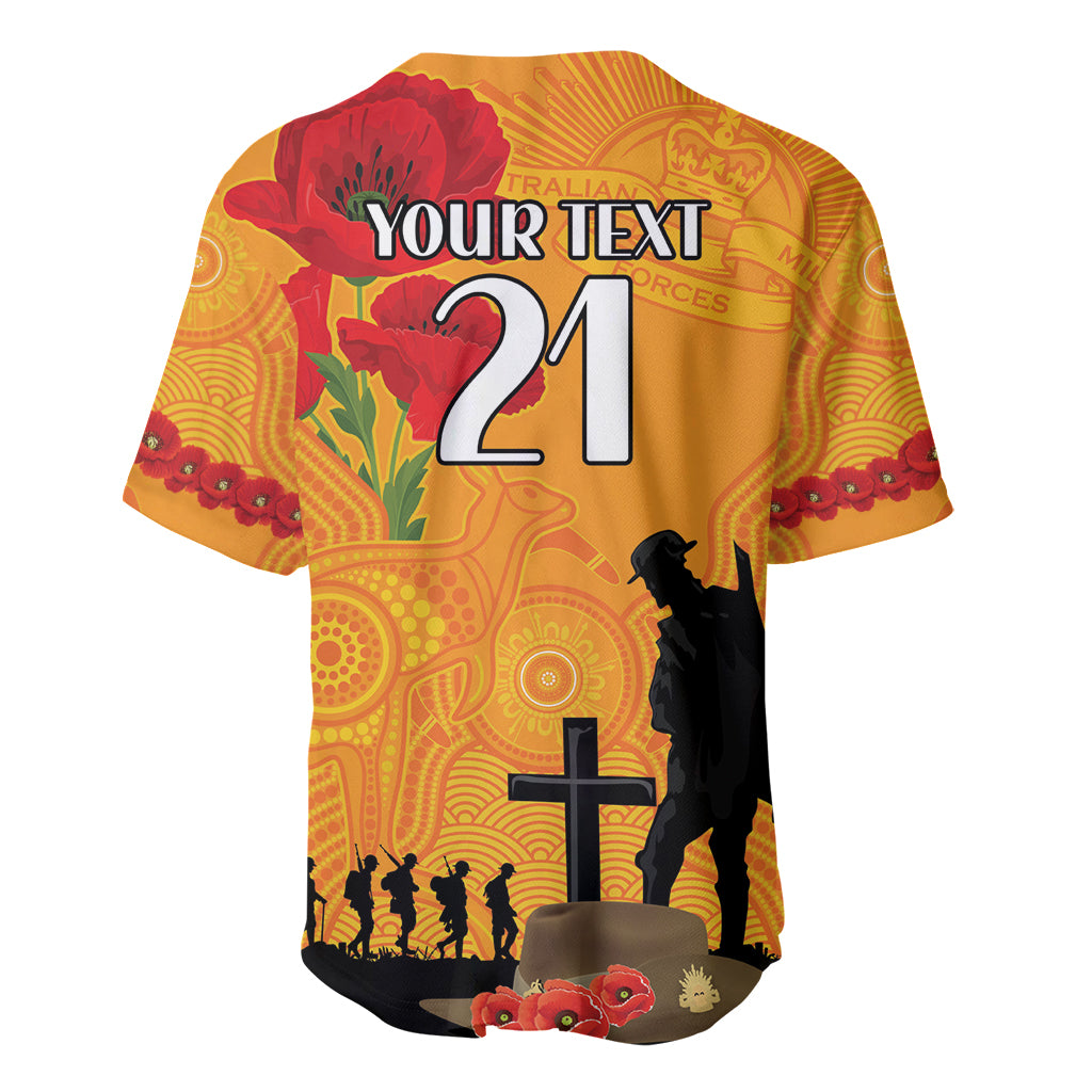 Australia Wallabies Rugby ANZAC Custom Baseball Jersey Gallipoli Soldier With Aboriginal Dots Art - Vibe Hoodie Shop