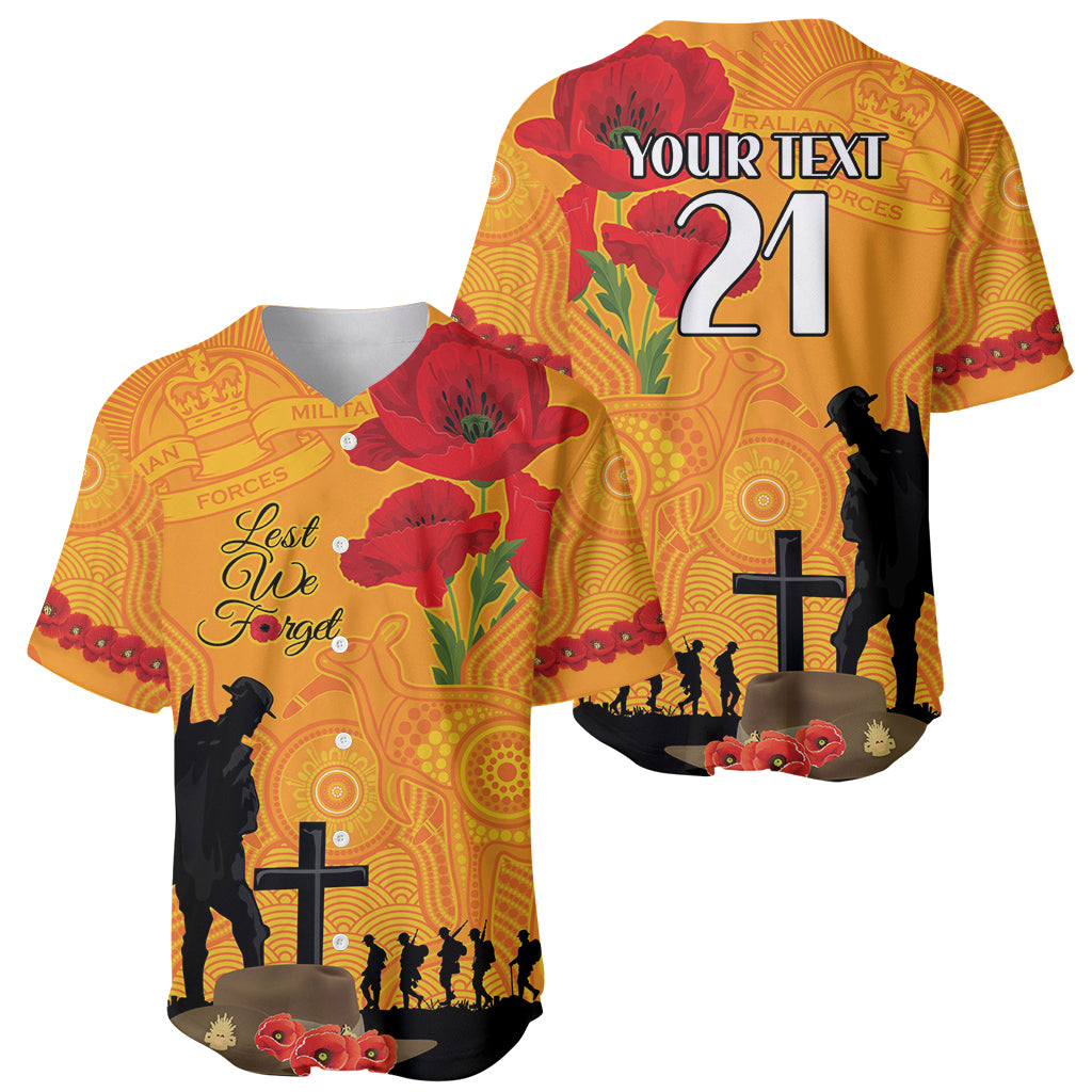 Australia Wallabies Rugby ANZAC Custom Baseball Jersey Gallipoli Soldier With Aboriginal Dots Art - Vibe Hoodie Shop