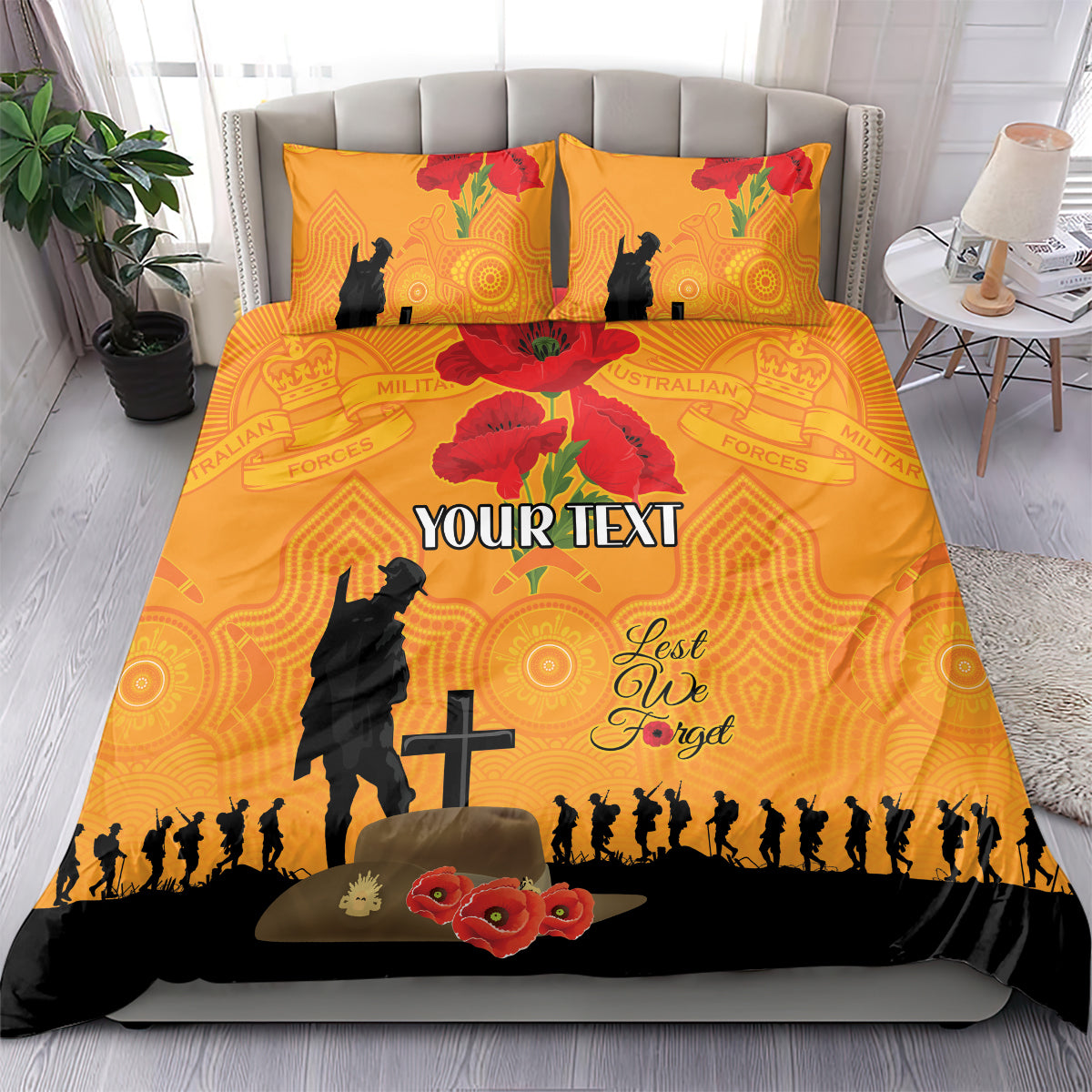 Australia Wallabies Rugby ANZAC Custom Bedding Set Gallipoli Soldier With Aboriginal Dots Art - Vibe Hoodie Shop