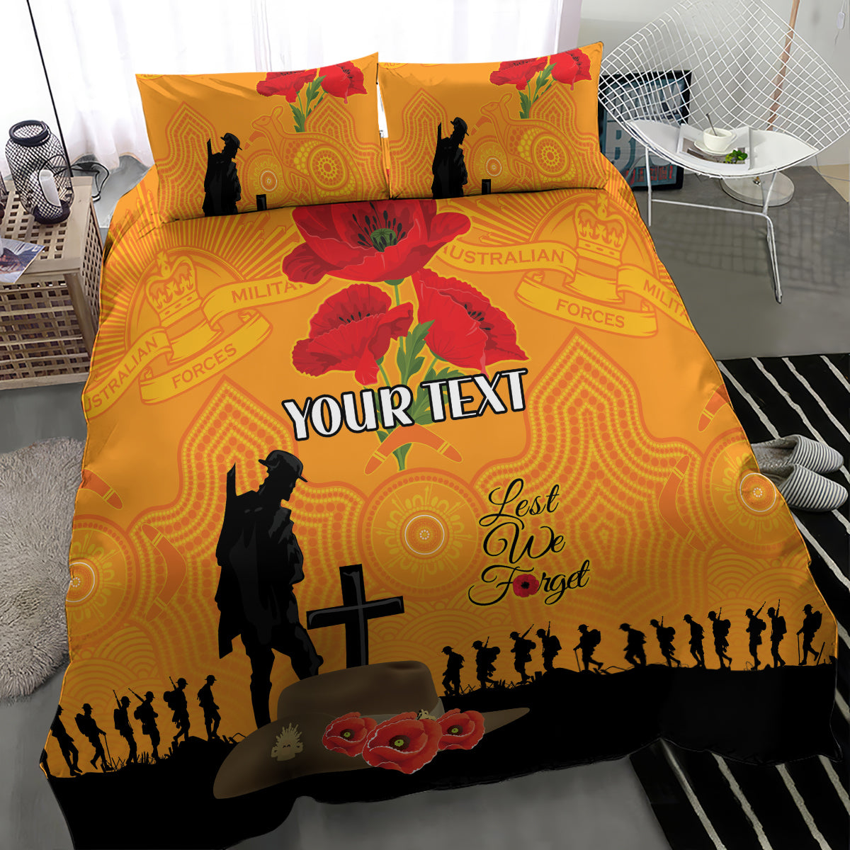 Australia Wallabies Rugby ANZAC Custom Bedding Set Gallipoli Soldier With Aboriginal Dots Art - Vibe Hoodie Shop