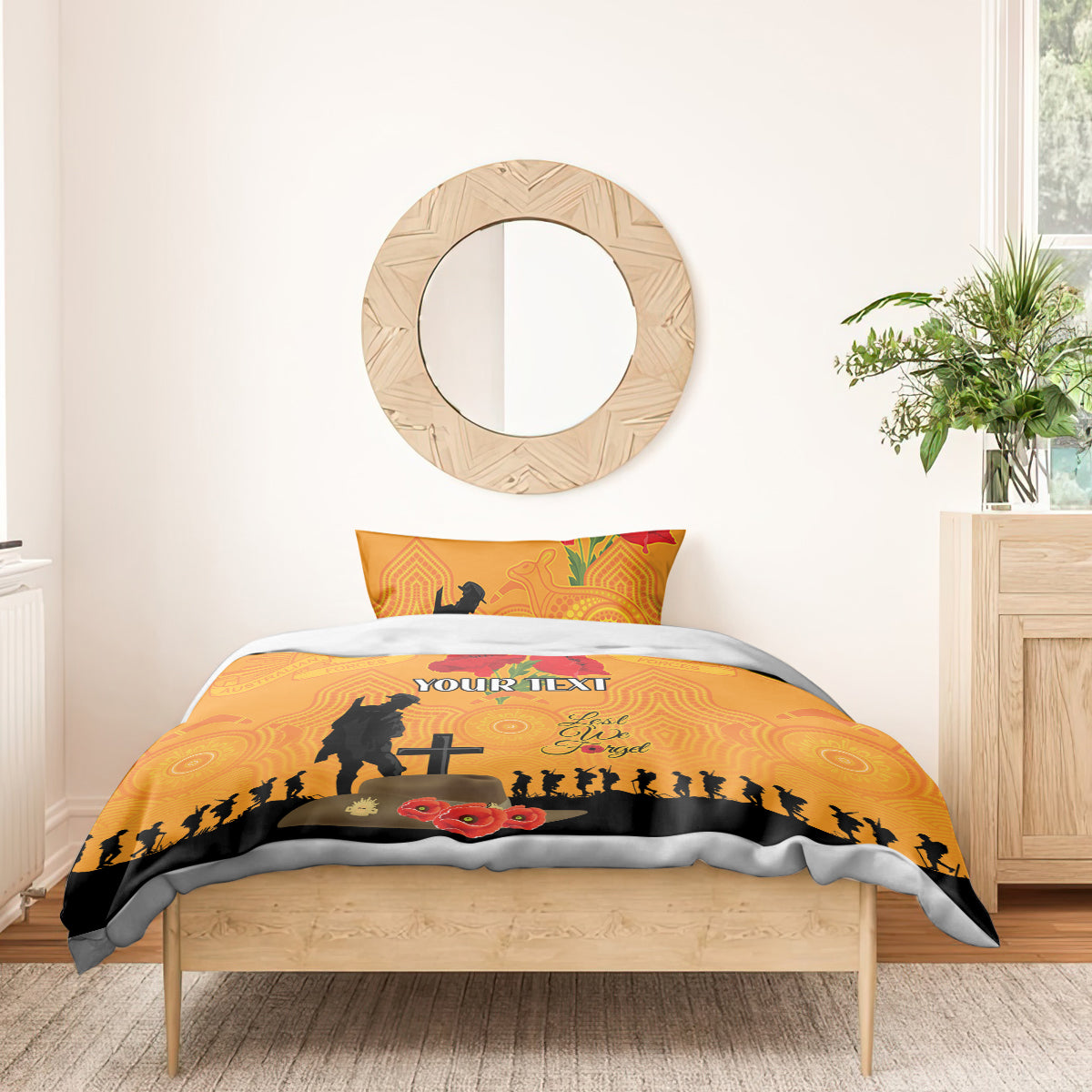 Australia Wallabies Rugby ANZAC Custom Bedding Set Gallipoli Soldier With Aboriginal Dots Art - Vibe Hoodie Shop