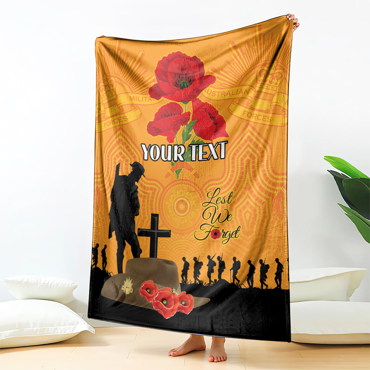 Australia Wallabies Rugby ANZAC Custom Blanket Gallipoli Soldier With Aboriginal Dots Art - Vibe Hoodie Shop