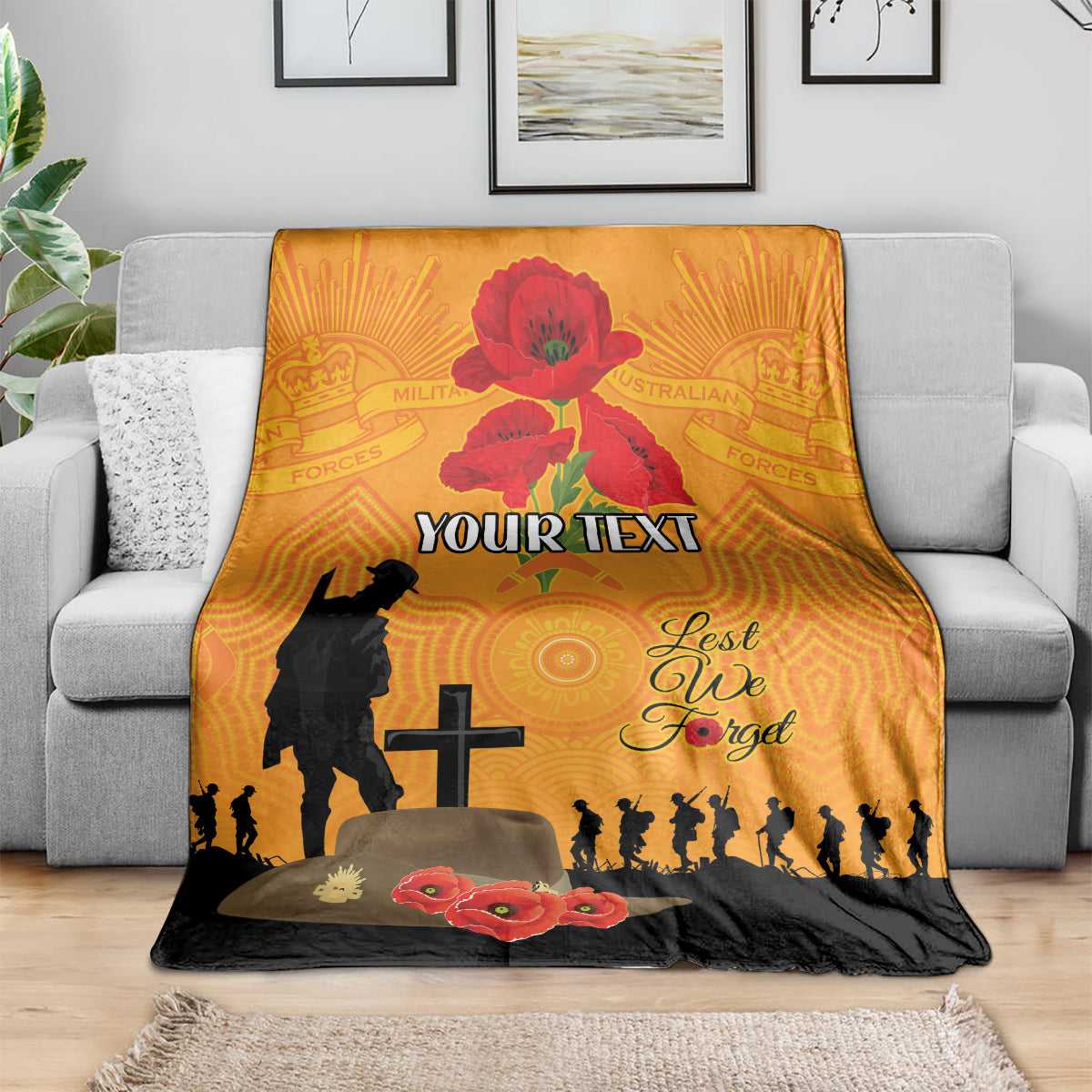 Australia Wallabies Rugby ANZAC Custom Blanket Gallipoli Soldier With Aboriginal Dots Art - Vibe Hoodie Shop