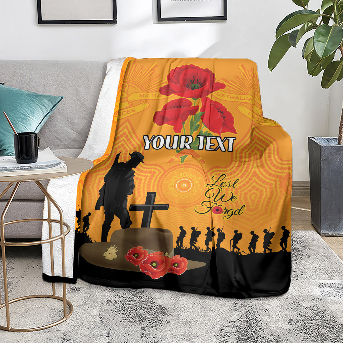 Australia Wallabies Rugby ANZAC Custom Blanket Gallipoli Soldier With Aboriginal Dots Art - Vibe Hoodie Shop