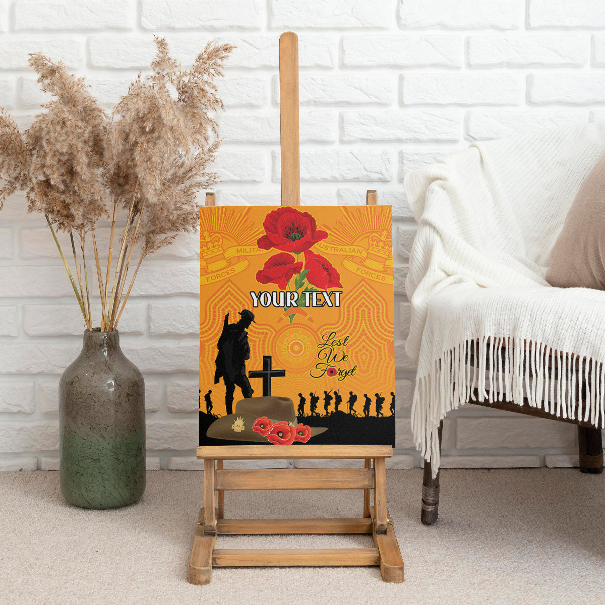 Australia Wallabies Rugby ANZAC Custom Canvas Wall Art Gallipoli Soldier With Aboriginal Dots Art