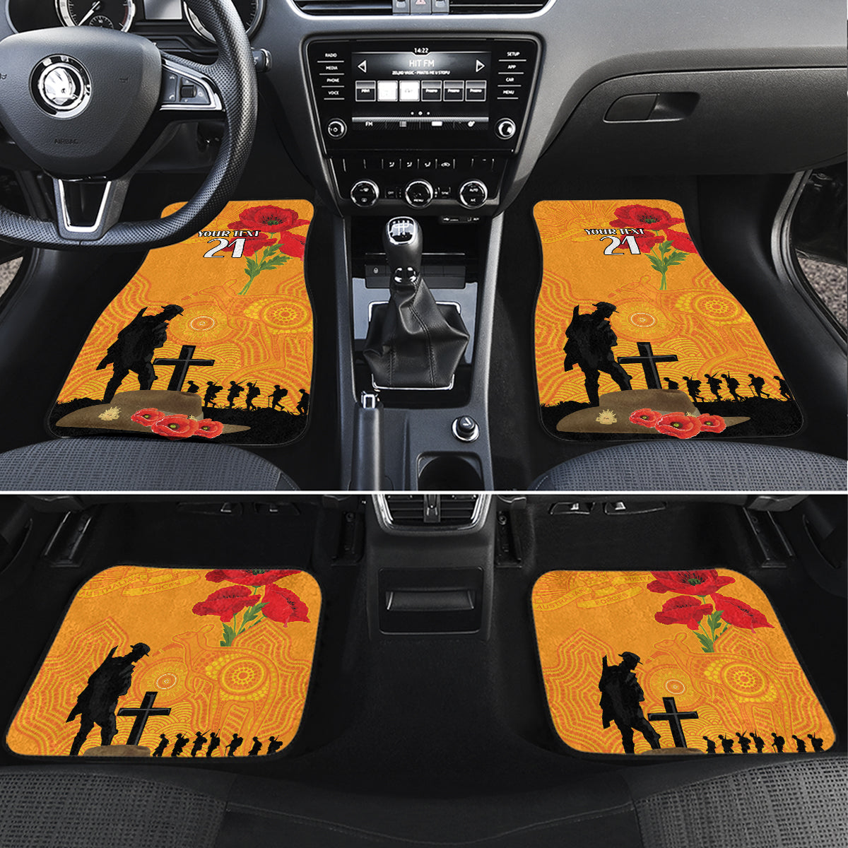 Australia Wallabies Rugby ANZAC Custom Car Mats Gallipoli Soldier With Aboriginal Dots Art