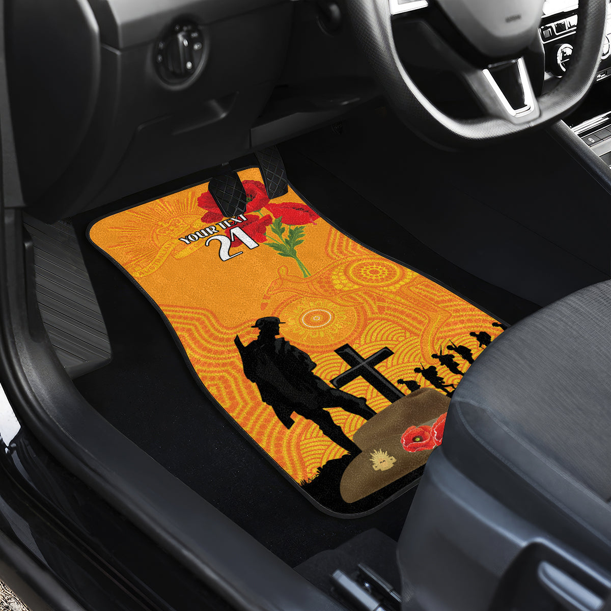 Australia Wallabies Rugby ANZAC Custom Car Mats Gallipoli Soldier With Aboriginal Dots Art