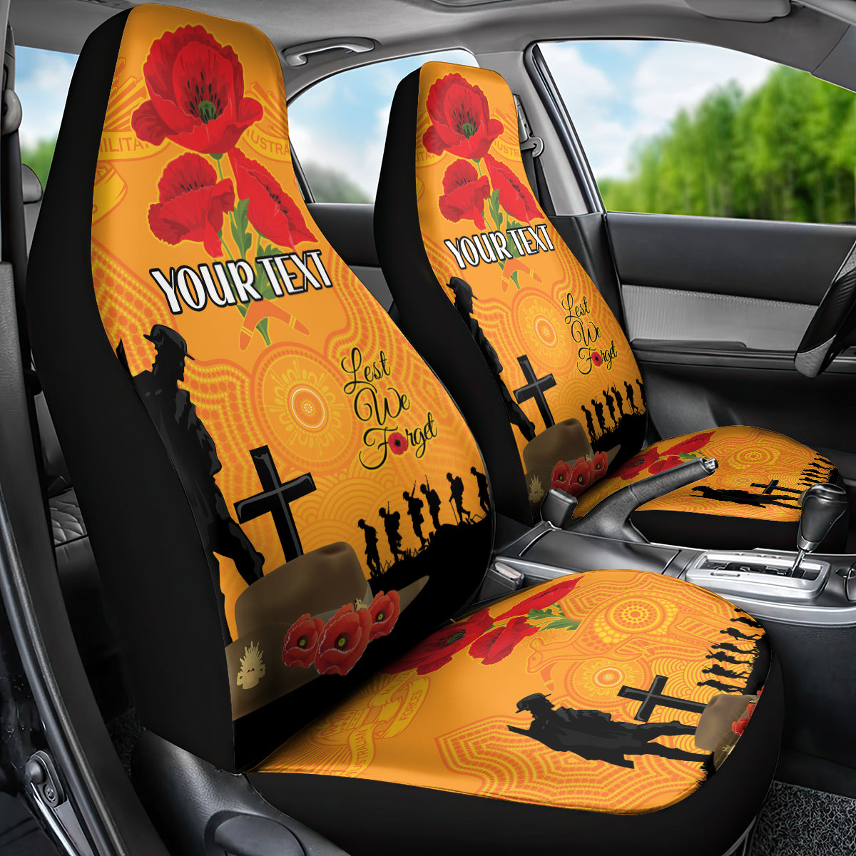 Australia Wallabies Rugby ANZAC Custom Car Seat Cover Gallipoli Soldier With Aboriginal Dots Art - Vibe Hoodie Shop