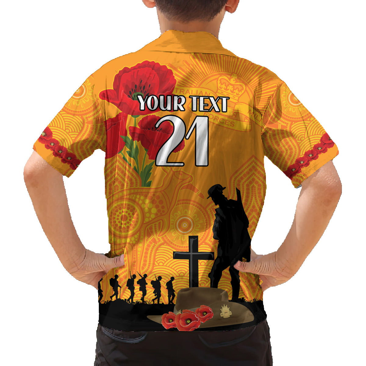 Australia Wallabies Rugby ANZAC Custom Family Matching Long Sleeve Bodycon Dress and Hawaiian Shirt Gallipoli Soldier With Aboriginal Dots Art