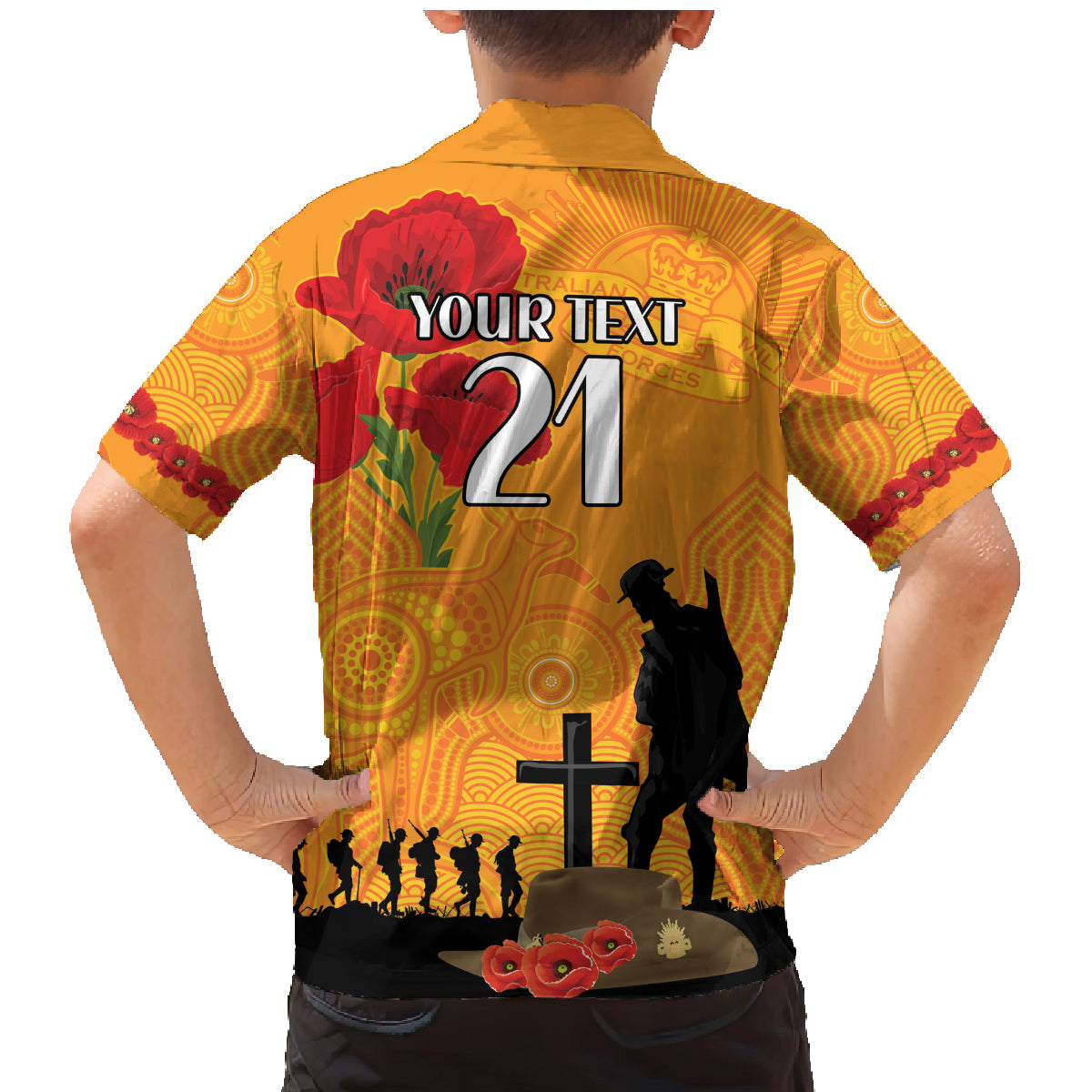 Australia Wallabies Rugby ANZAC Custom Family Matching Mermaid Dress and Hawaiian Shirt Gallipoli Soldier With Aboriginal Dots Art