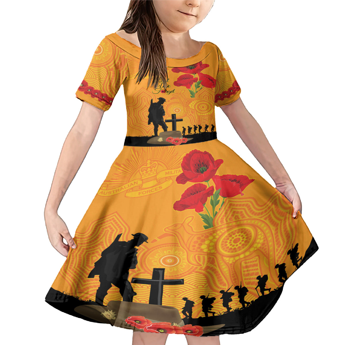 Australia Wallabies Rugby ANZAC Custom Family Matching Mermaid Dress and Hawaiian Shirt Gallipoli Soldier With Aboriginal Dots Art