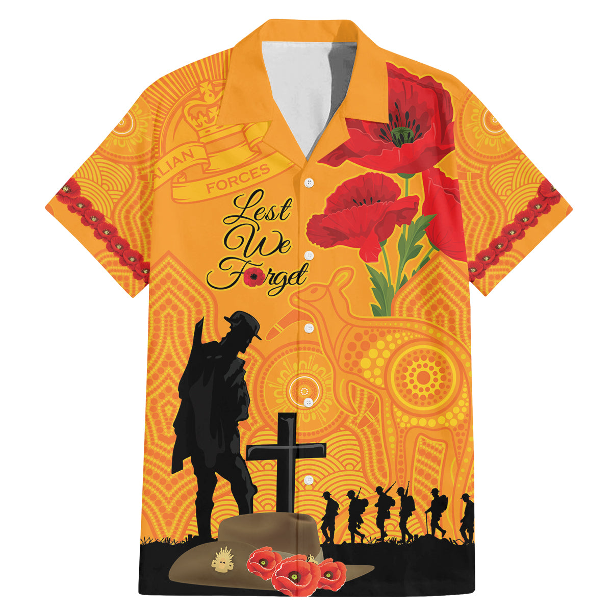 Australia Wallabies Rugby ANZAC Custom Family Matching Mermaid Dress and Hawaiian Shirt Gallipoli Soldier With Aboriginal Dots Art