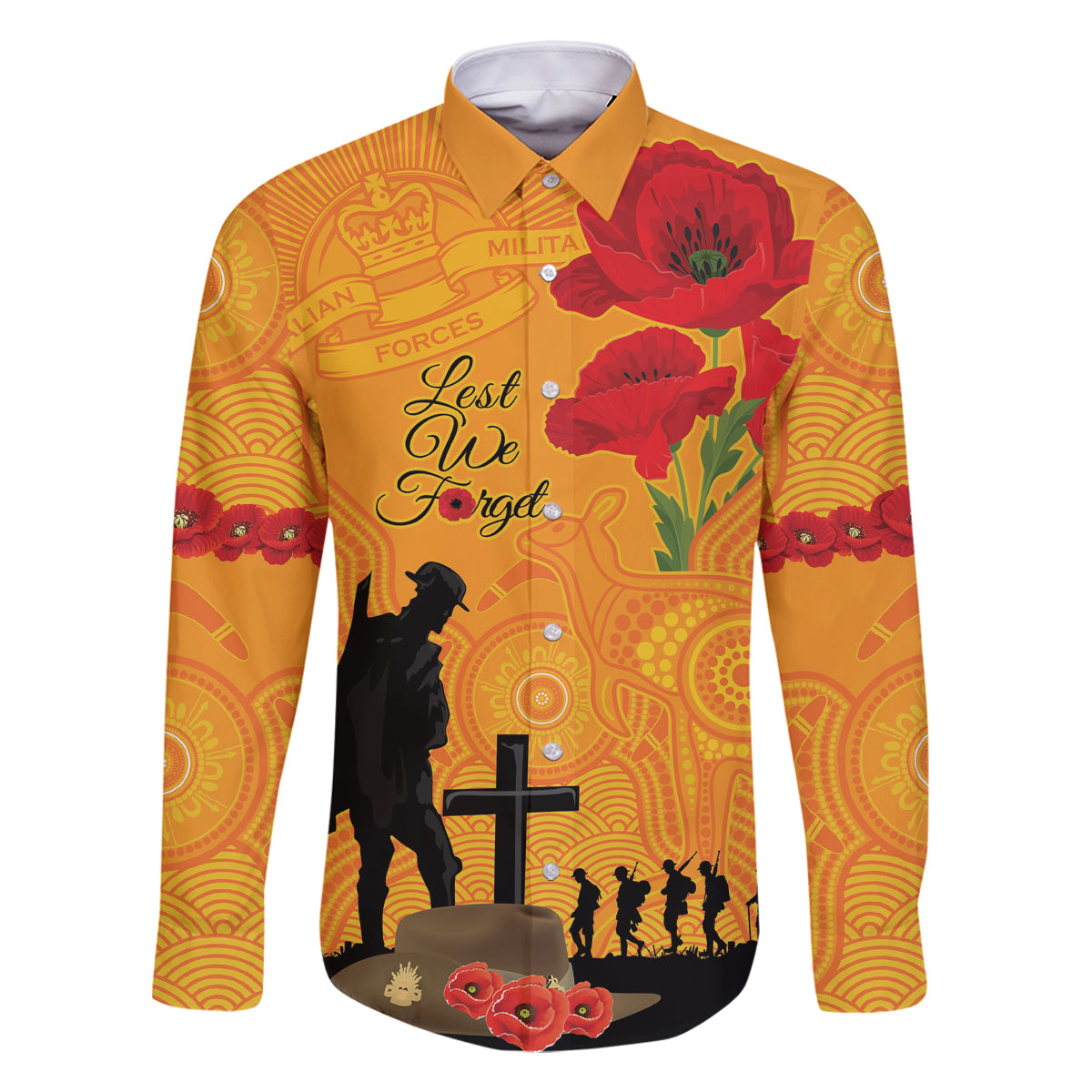 Australia Wallabies Rugby ANZAC Custom Family Matching Mermaid Dress and Hawaiian Shirt Gallipoli Soldier With Aboriginal Dots Art