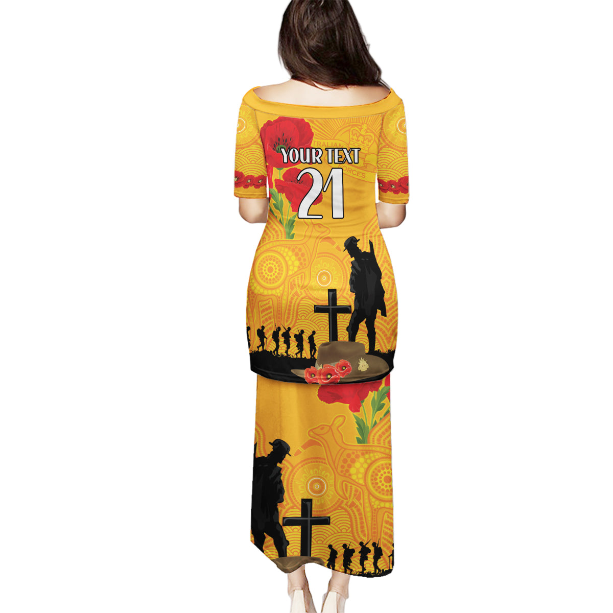 Australia Wallabies Rugby ANZAC Custom Family Matching Puletasi and Hawaiian Shirt Gallipoli Soldier With Aboriginal Dots Art