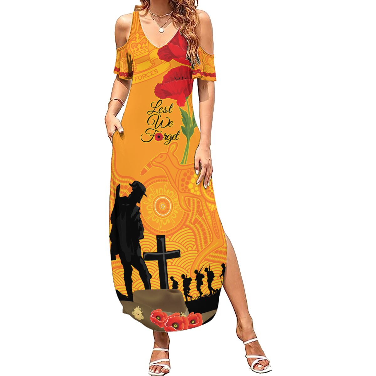 Australia Wallabies Rugby ANZAC Custom Family Matching Summer Maxi Dress and Hawaiian Shirt Gallipoli Soldier With Aboriginal Dots Art