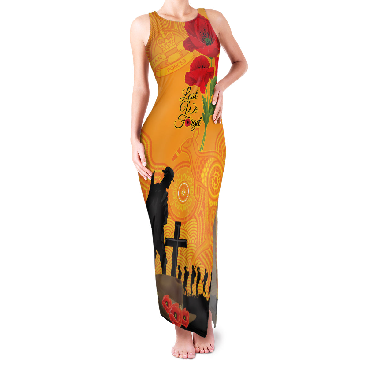 Australia Wallabies Rugby ANZAC Custom Family Matching Tank Maxi Dress and Hawaiian Shirt Gallipoli Soldier With Aboriginal Dots Art