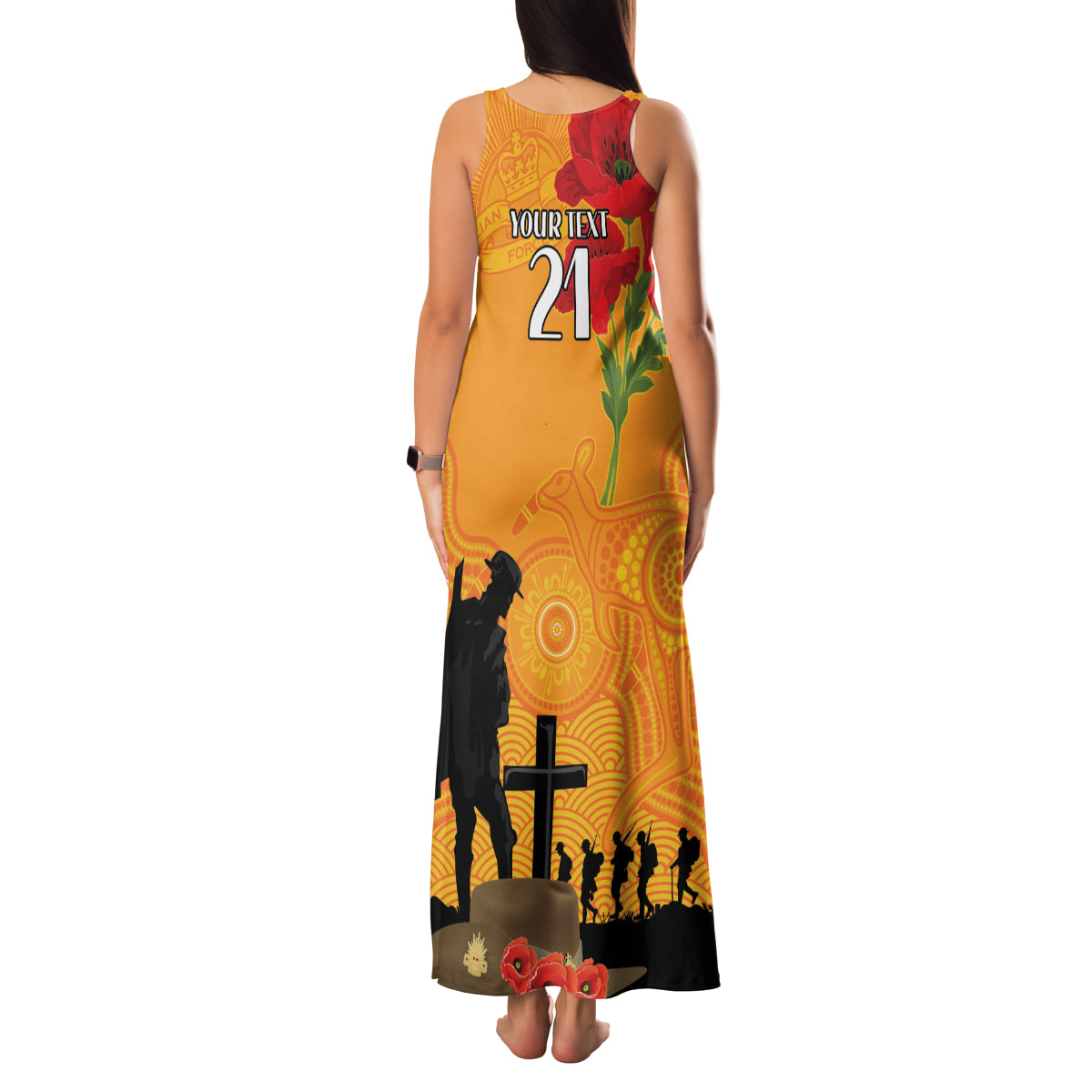 Australia Wallabies Rugby ANZAC Custom Family Matching Tank Maxi Dress and Hawaiian Shirt Gallipoli Soldier With Aboriginal Dots Art