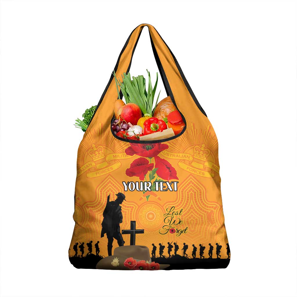 Australia Wallabies Rugby ANZAC Custom Grocery Bag Gallipoli Soldier With Aboriginal Dots Art