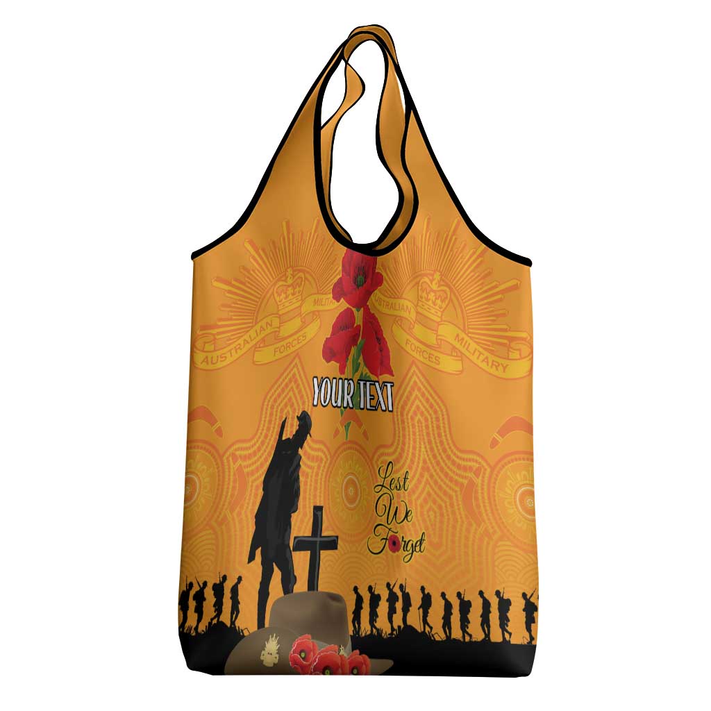 Australia Wallabies Rugby ANZAC Custom Grocery Bag Gallipoli Soldier With Aboriginal Dots Art