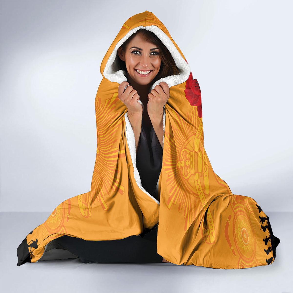 Australia Wallabies Rugby ANZAC Custom Hooded Blanket Gallipoli Soldier With Aboriginal Dots Art