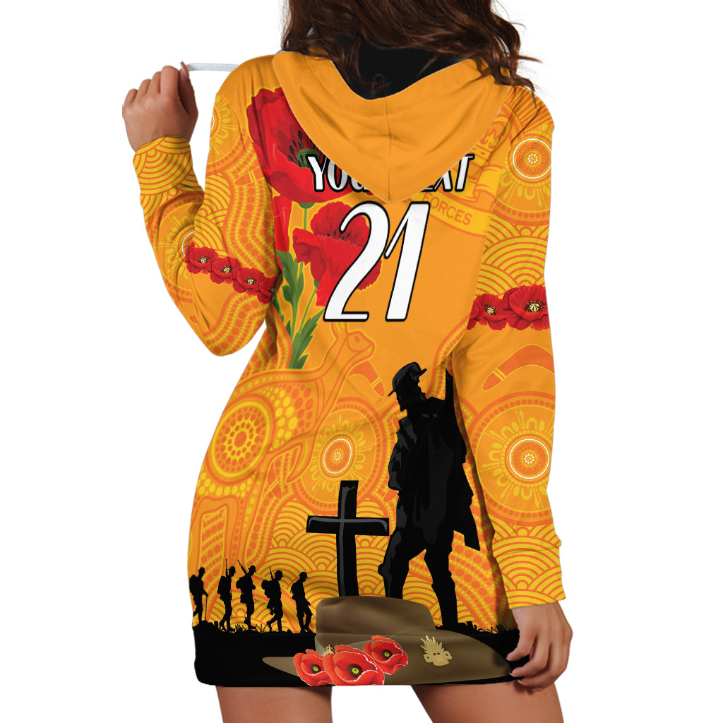 Australia Wallabies Rugby ANZAC Custom Hoodie Dress Gallipoli Soldier With Aboriginal Dots Art - Vibe Hoodie Shop