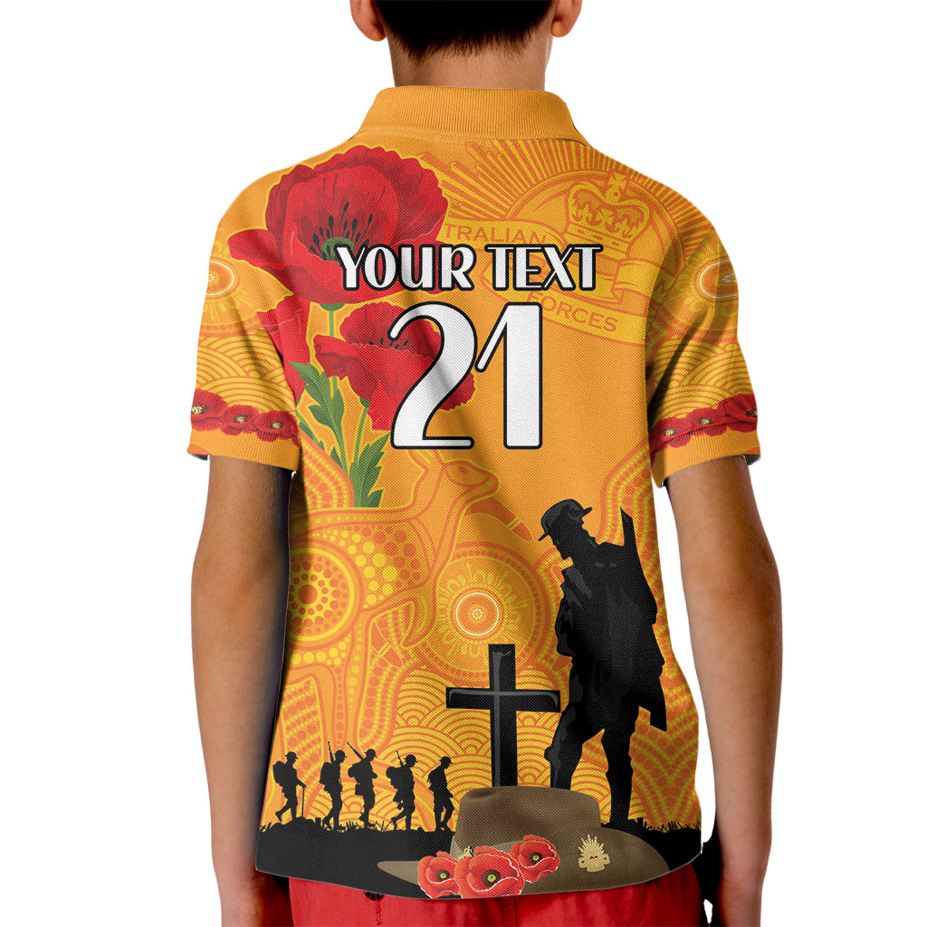 Australia Wallabies Rugby ANZAC Custom Kid Polo Shirt Gallipoli Soldier With Aboriginal Dots Art - Vibe Hoodie Shop