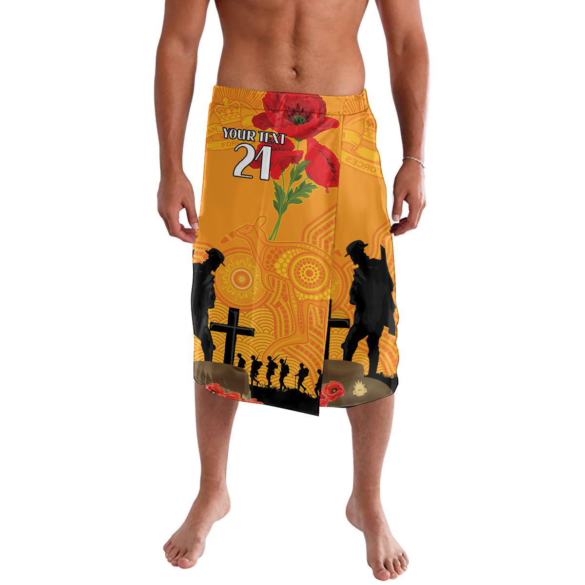 Australia Wallabies Rugby ANZAC Custom Lavalava Gallipoli Soldier With Aboriginal Dots Art