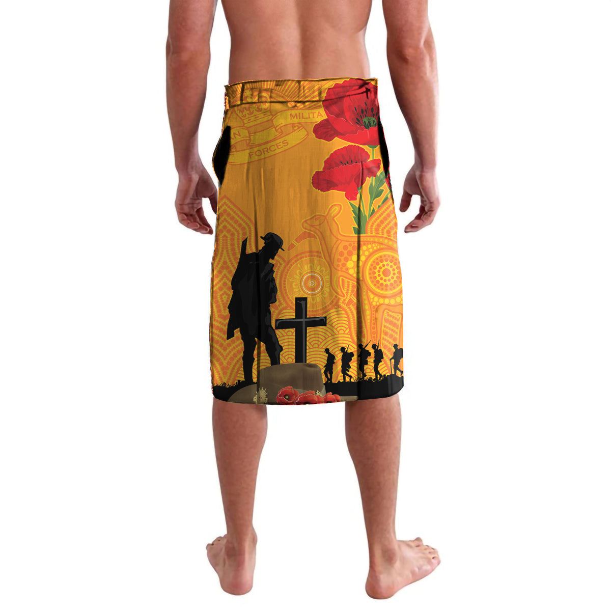 Australia Wallabies Rugby ANZAC Custom Lavalava Gallipoli Soldier With Aboriginal Dots Art