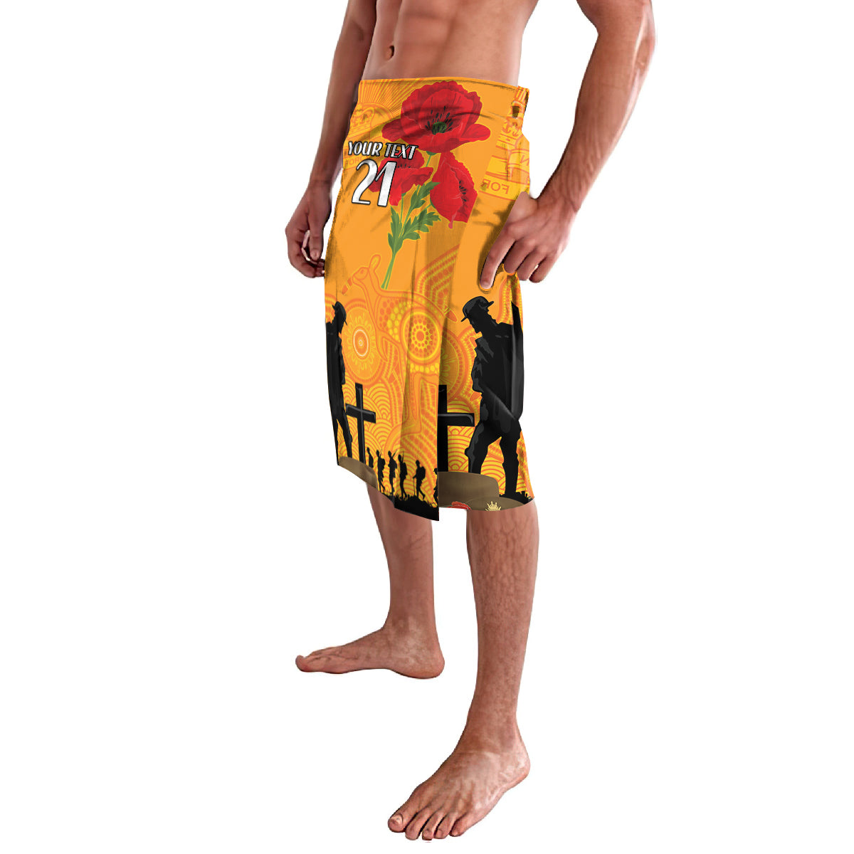 Australia Wallabies Rugby ANZAC Custom Lavalava Gallipoli Soldier With Aboriginal Dots Art