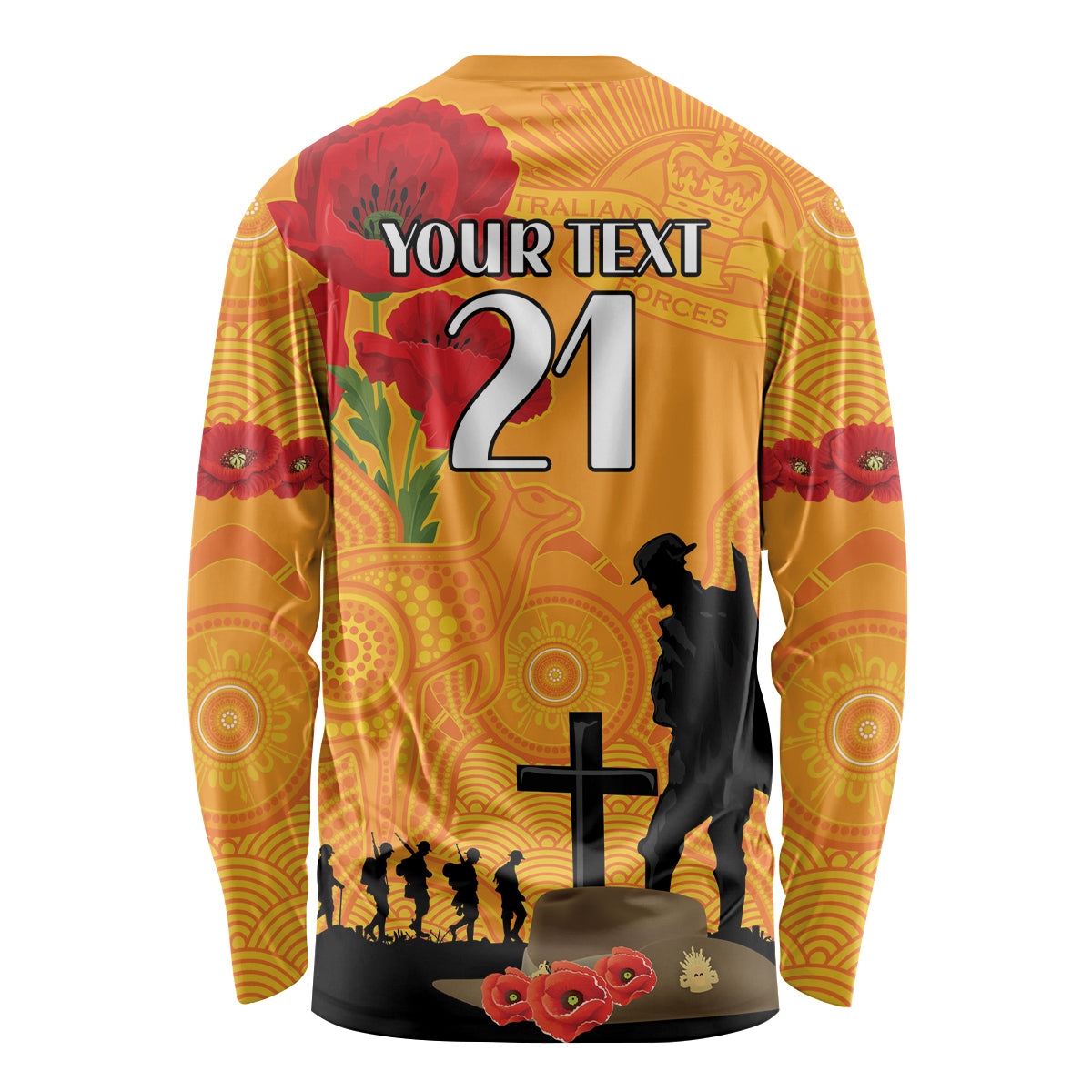 Australia Wallabies Rugby ANZAC Custom Long Sleeve Shirt Gallipoli Soldier With Aboriginal Dots Art - Vibe Hoodie Shop