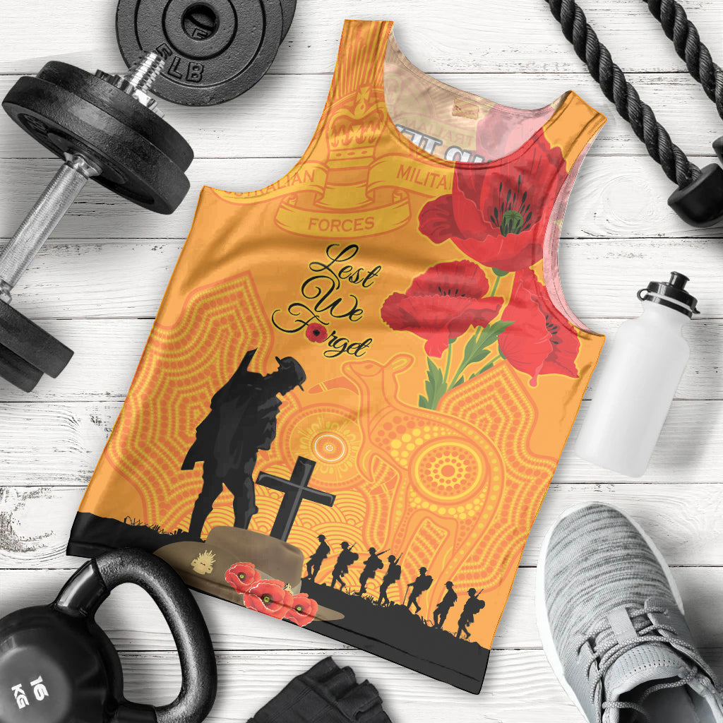 Australia Wallabies Rugby ANZAC Custom Men Tank Top Gallipoli Soldier With Aboriginal Dots Art - Vibe Hoodie Shop