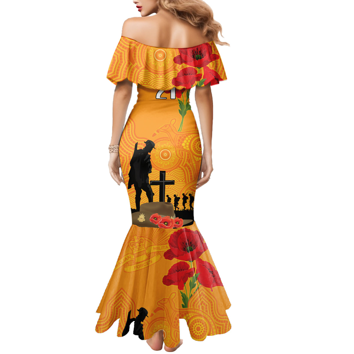 Australia Wallabies Rugby ANZAC Custom Mermaid Dress Gallipoli Soldier With Aboriginal Dots Art