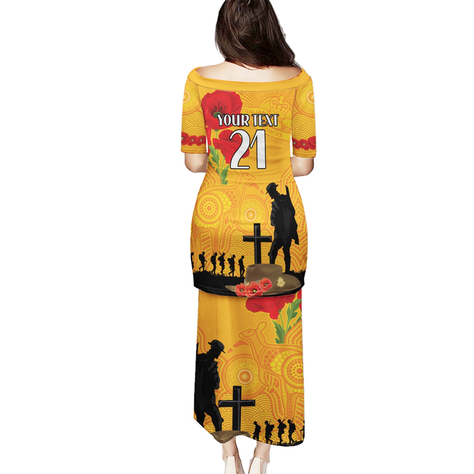 Australia Wallabies Rugby ANZAC Custom Puletasi Gallipoli Soldier With Aboriginal Dots Art