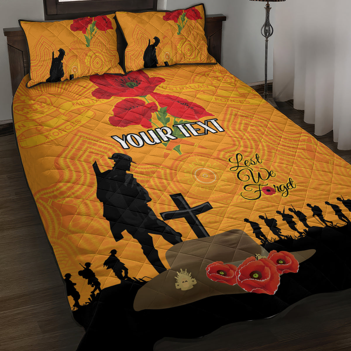 Australia Wallabies Rugby ANZAC Custom Quilt Bed Set Gallipoli Soldier With Aboriginal Dots Art - Vibe Hoodie Shop