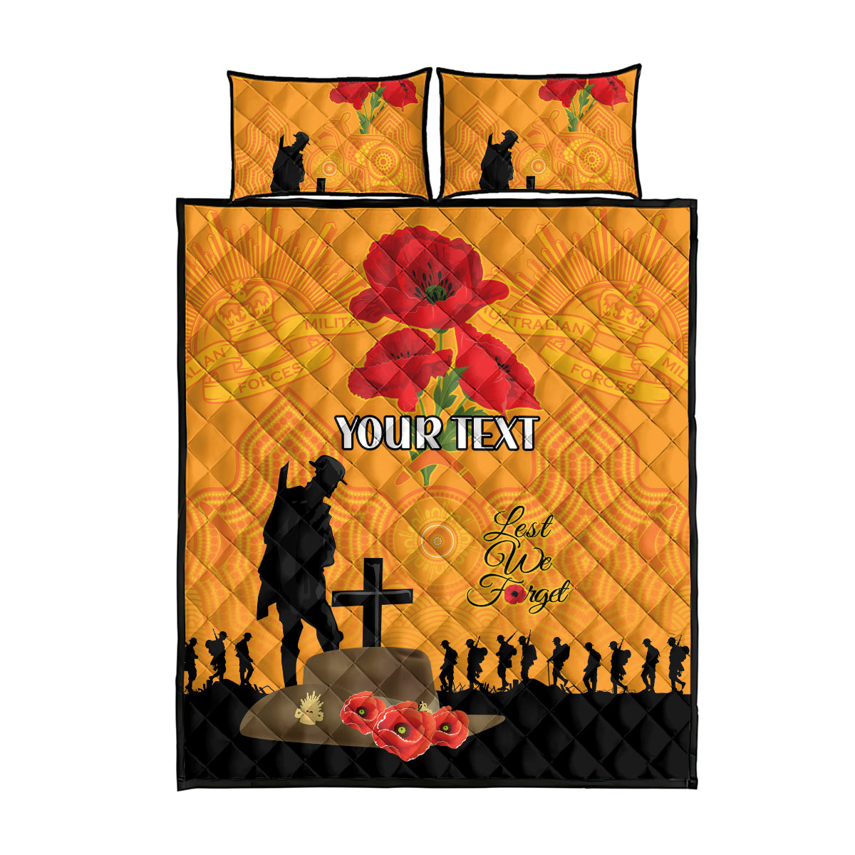 Australia Wallabies Rugby ANZAC Custom Quilt Bed Set Gallipoli Soldier With Aboriginal Dots Art - Vibe Hoodie Shop