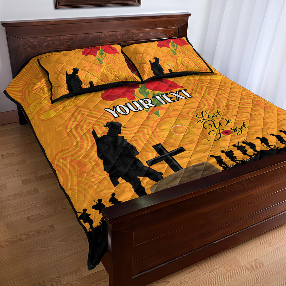 Australia Wallabies Rugby ANZAC Custom Quilt Bed Set Gallipoli Soldier With Aboriginal Dots Art - Vibe Hoodie Shop