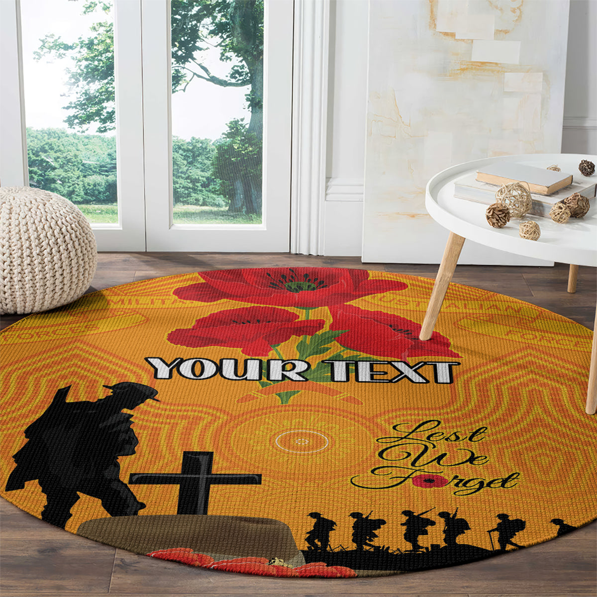 Australia Wallabies Rugby ANZAC Custom Round Carpet Gallipoli Soldier With Aboriginal Dots Art