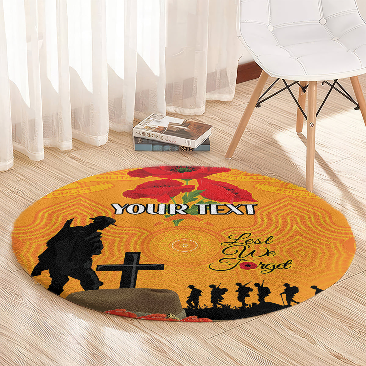 Australia Wallabies Rugby ANZAC Custom Round Carpet Gallipoli Soldier With Aboriginal Dots Art